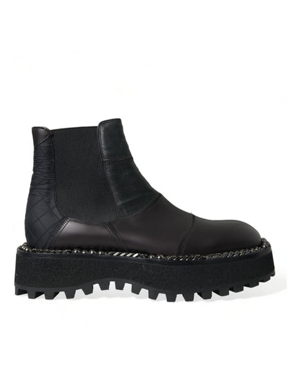 Dolce &amp; Gabbana Elegant Black Chelsea Slip-On Boots