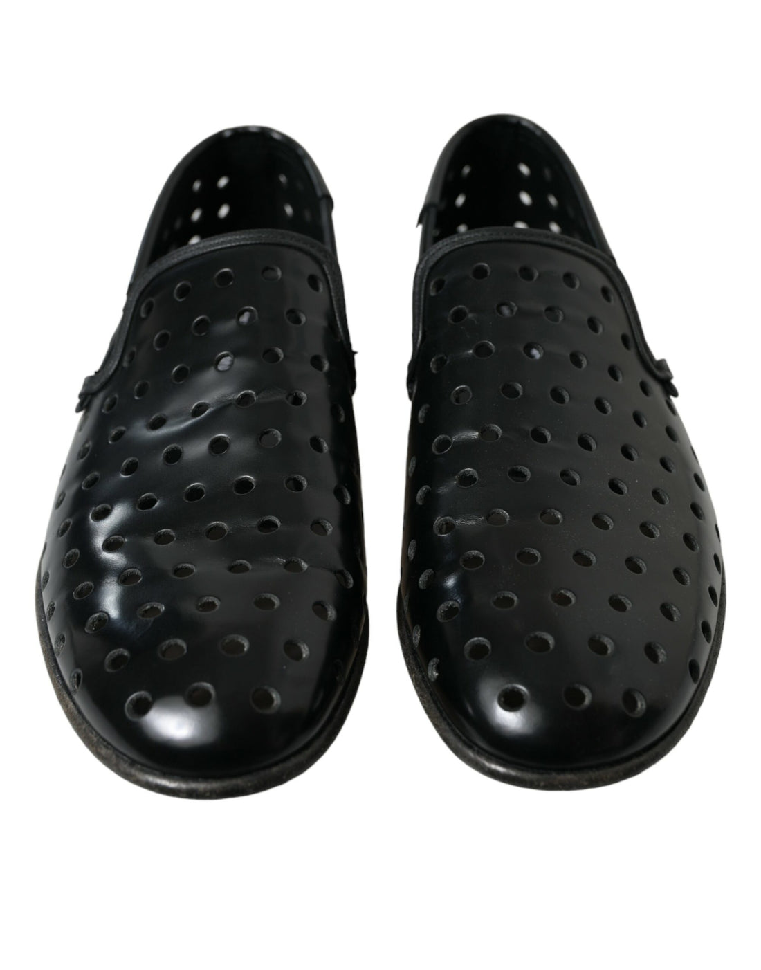 Dolce &amp; Gabbana Elegant Black Leather Perforated Loafers