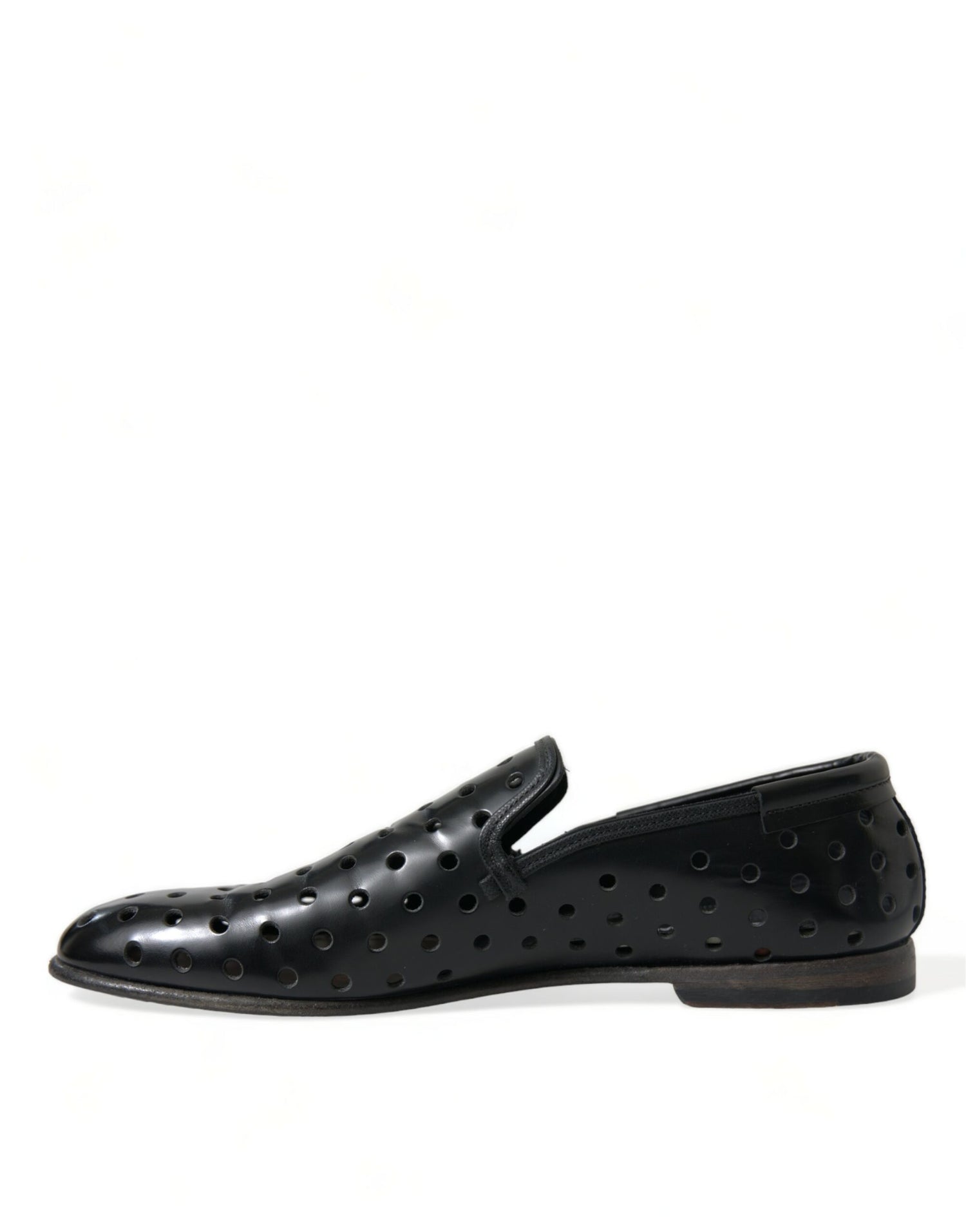 Dolce &amp; Gabbana Elegant Black Leather Perforated Loafers