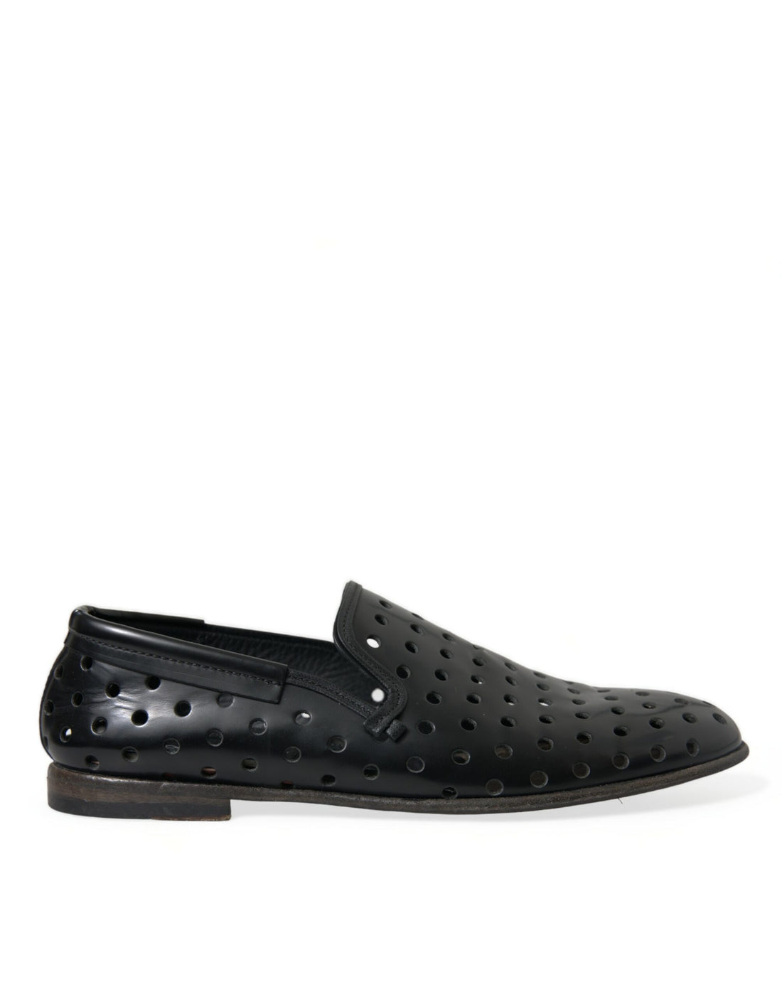 Dolce &amp; Gabbana Elegant Black Leather Perforated Loafers