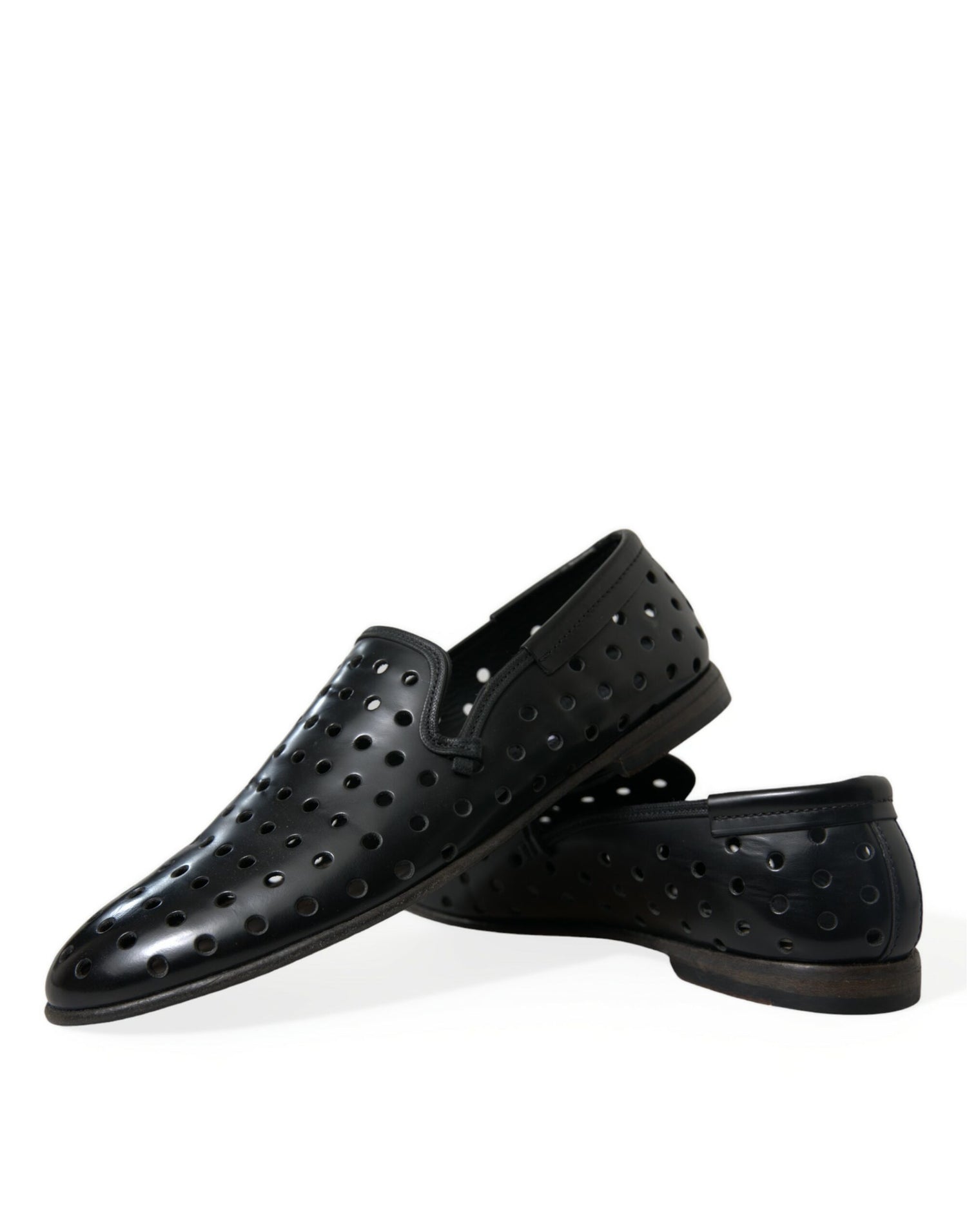 Dolce &amp; Gabbana Elegant Black Leather Perforated Loafers