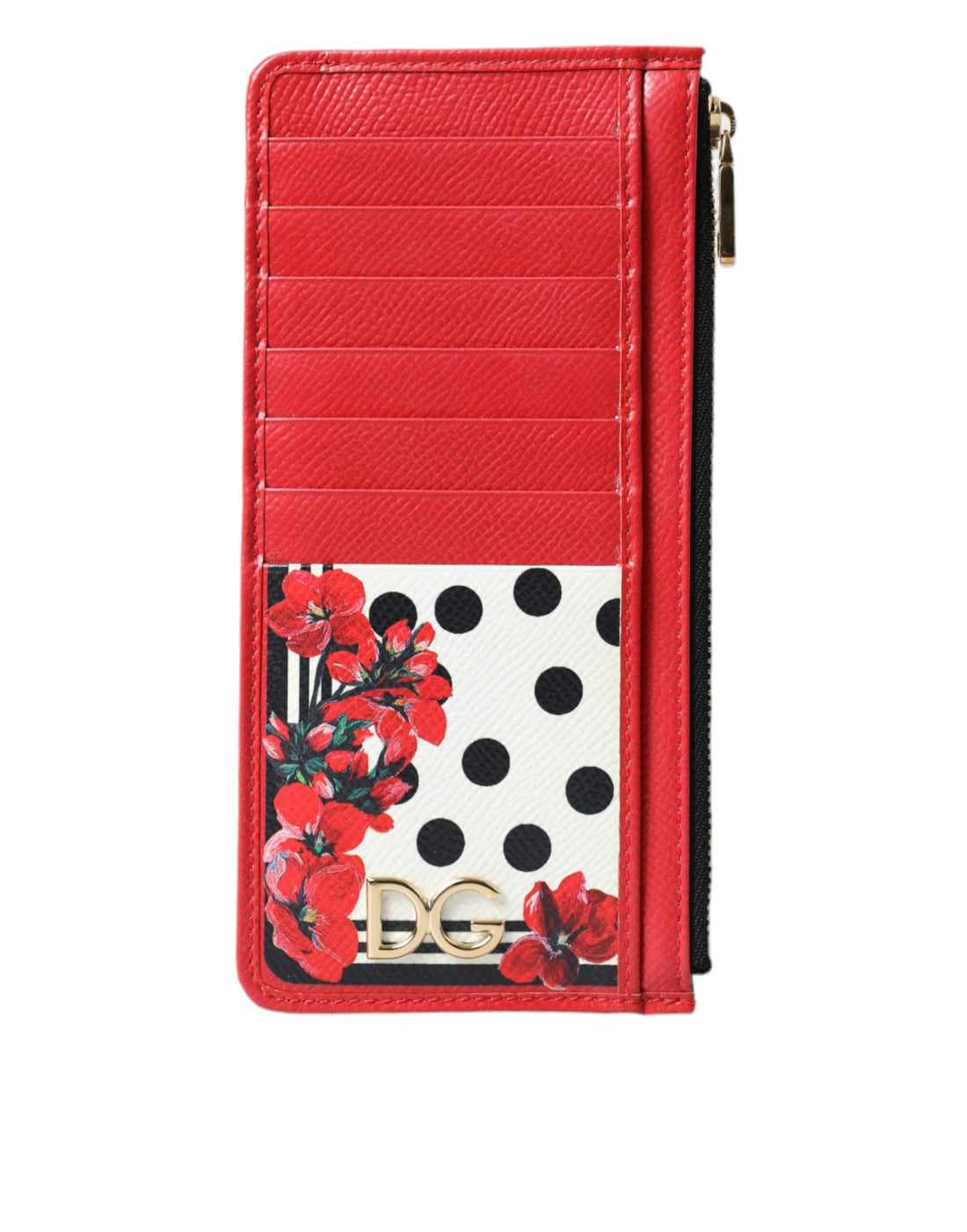 Dolce &amp; Gabbana Elegant Floral Zippered Card Holder Wallet