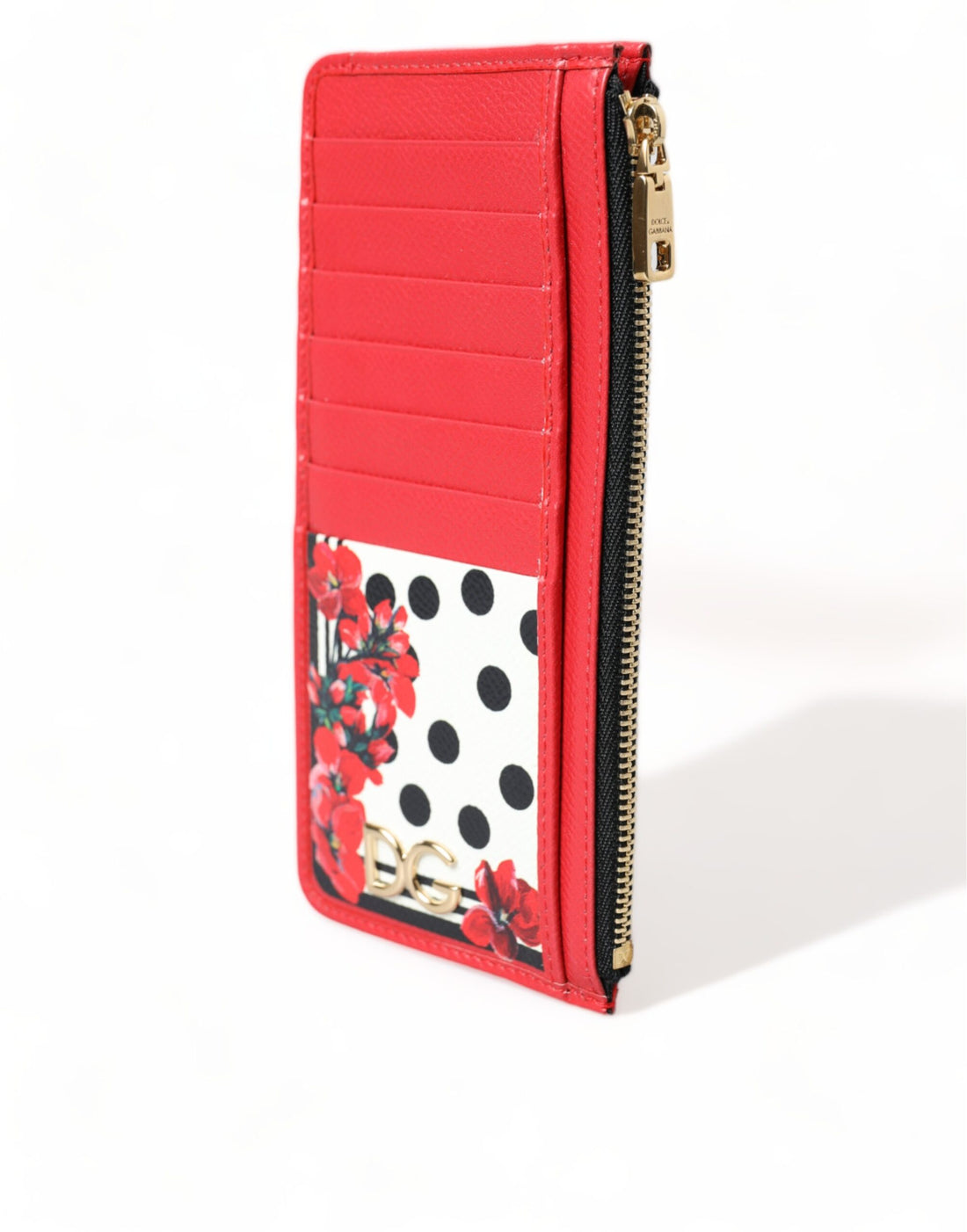 Dolce &amp; Gabbana Elegant Floral Zippered Card Holder Wallet