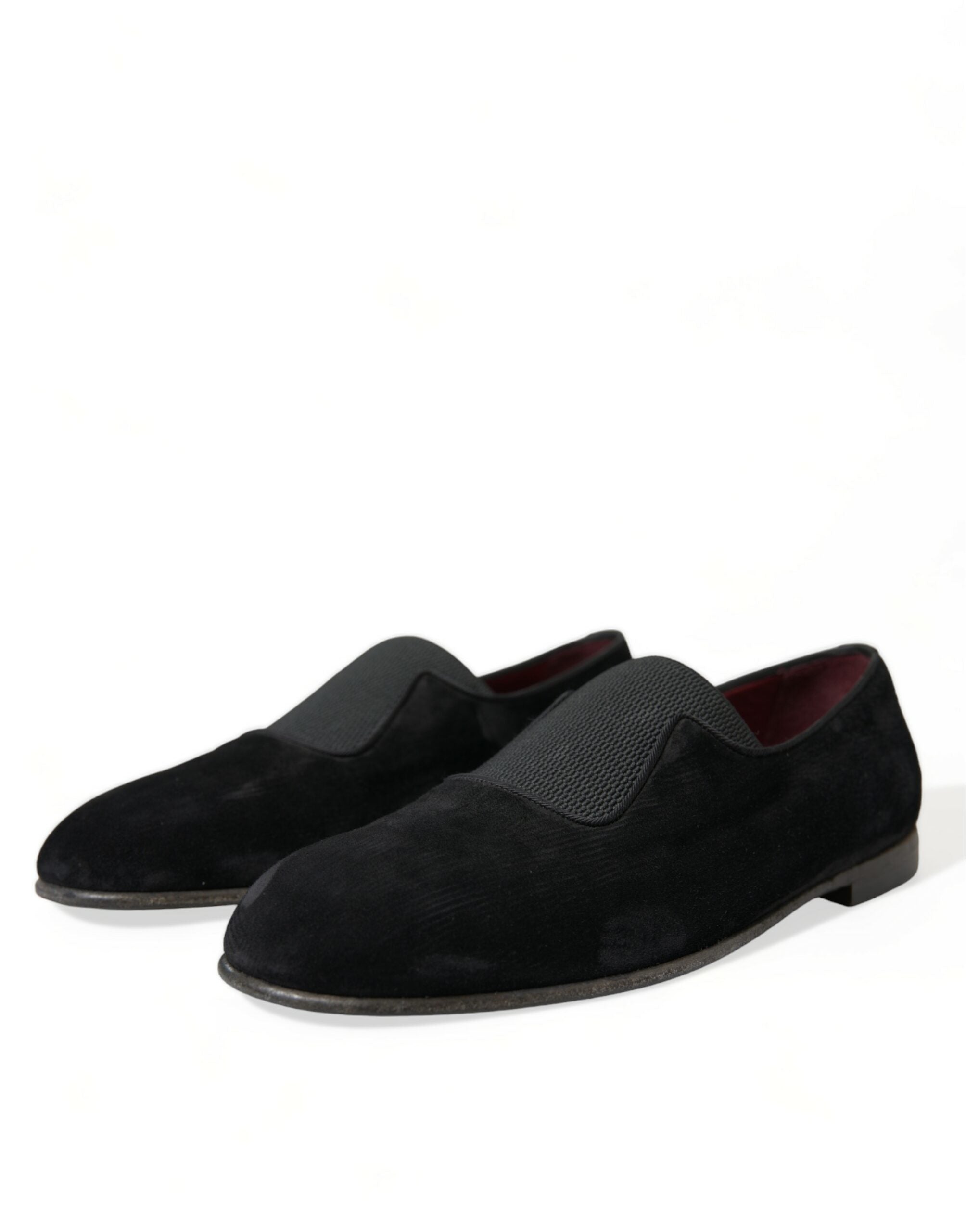 Dolce &amp; Gabbana Elegant Black Velor Loafers for the Discerning Gentleman