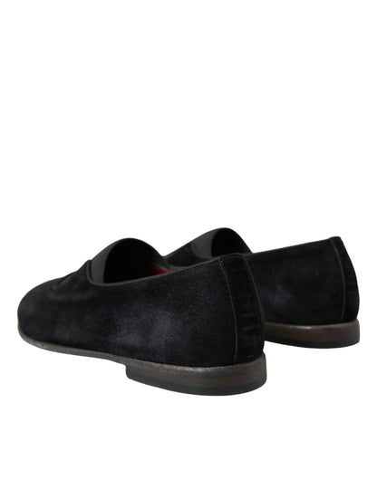 Dolce &amp; Gabbana Elegant Black Velor Loafers for the Discerning Gentleman