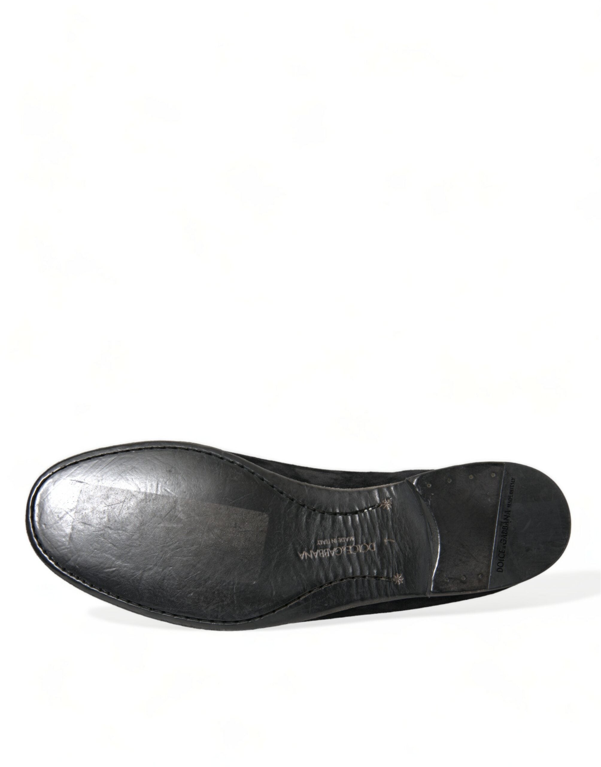 Dolce &amp; Gabbana Elegant Black Velor Loafers for the Discerning Gentleman