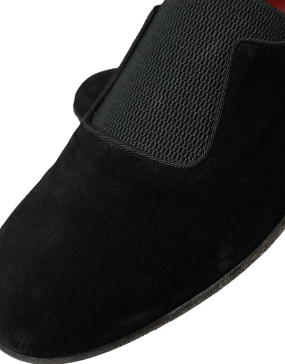 Dolce &amp; Gabbana Elegant Black Velor Loafers for the Discerning Gentleman