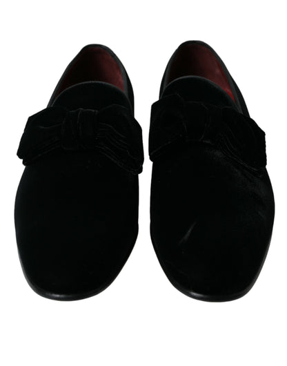 Dolce &amp; Gabbana Elegant Black Velvet Loafers - Men&