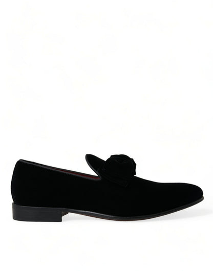 Dolce &amp; Gabbana Elegant Black Velvet Loafers - Men&