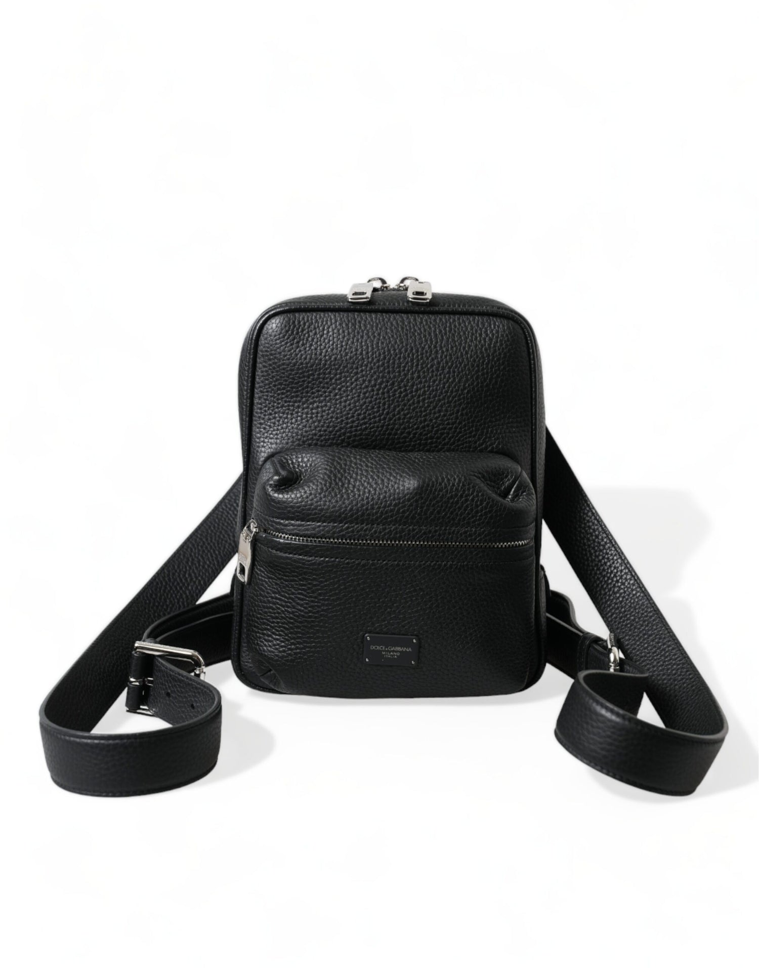 Dolce &amp; Gabbana Chic Black Calf Leather Small Backpack