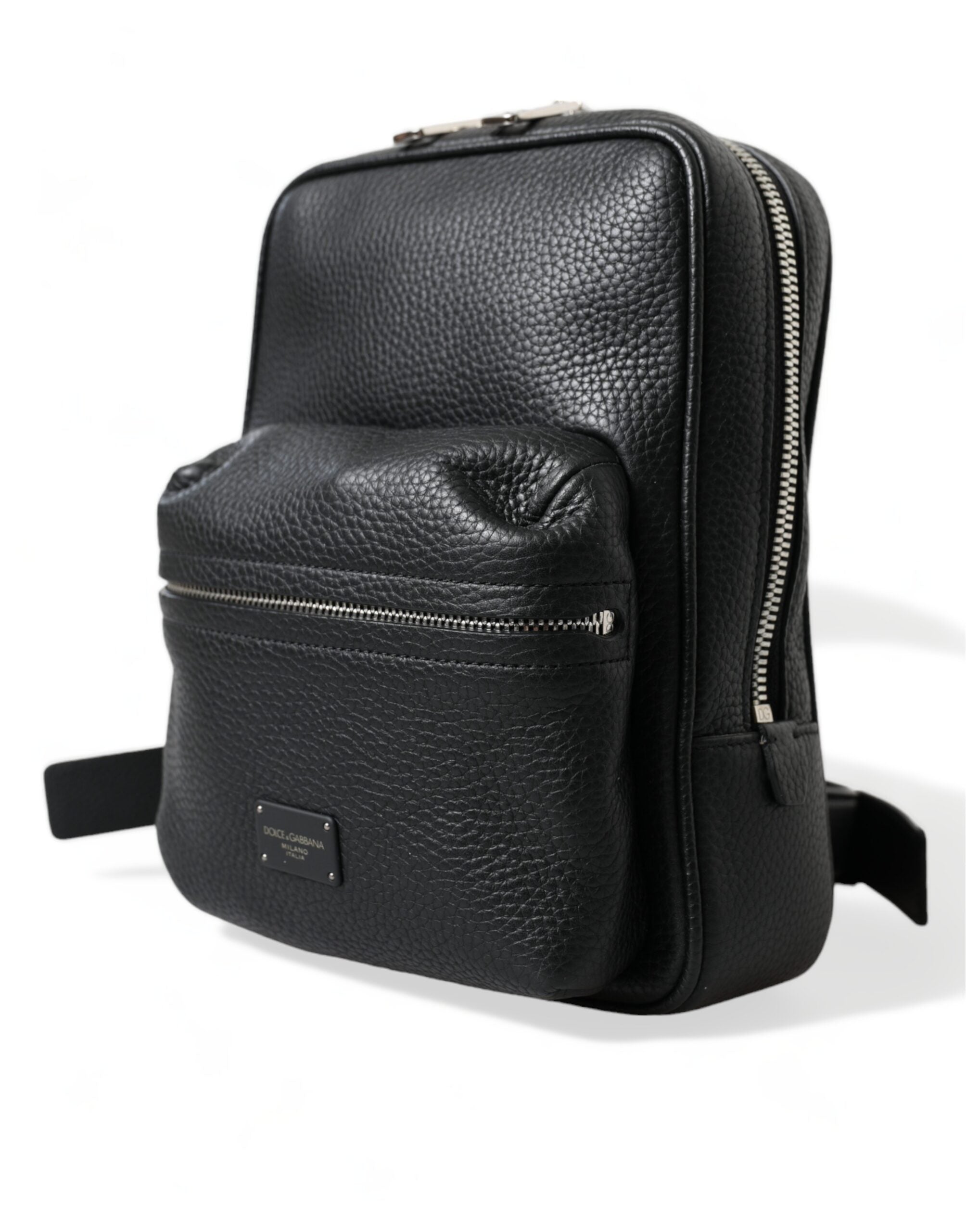 Dolce &amp; Gabbana Chic Black Calf Leather Small Backpack