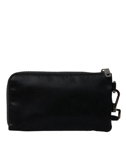 Dolce &amp; Gabbana Elegant Black Nylon &amp; Leather Pouch