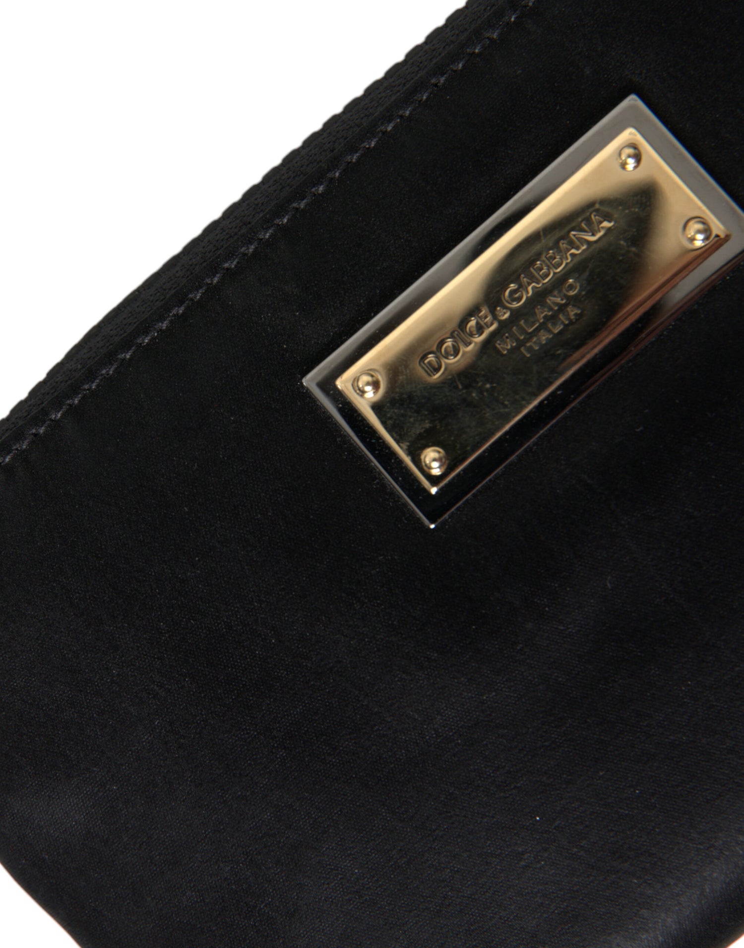 Dolce &amp; Gabbana Elegant Black Nylon &amp; Leather Pouch