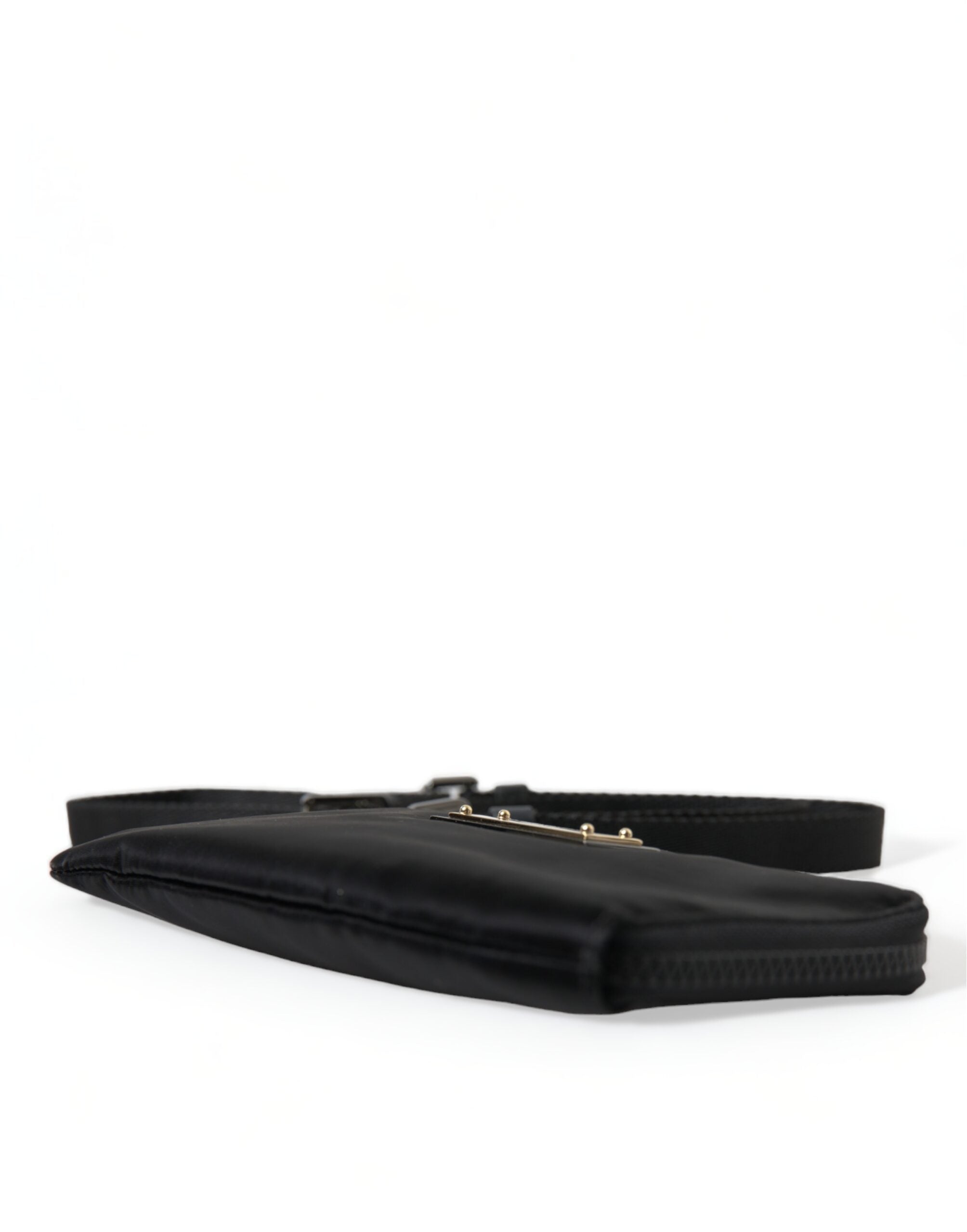 Dolce &amp; Gabbana Elegant Black Nylon &amp; Leather Pouch