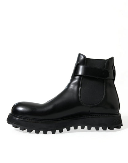 Dolce &amp; Gabbana Elegant Black Calf Leather Chelsea Boots