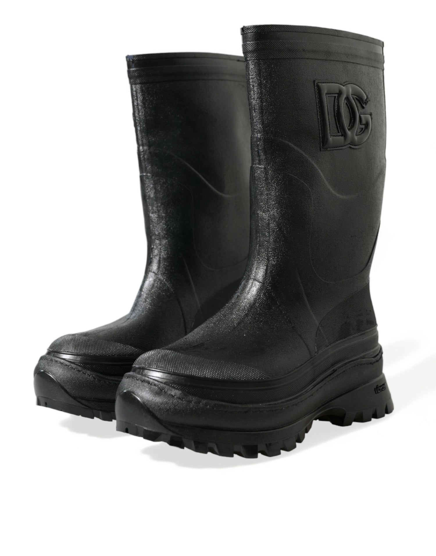 Dolce &amp; Gabbana Sleek Metallic Rubber Rain Boots with DG Logo