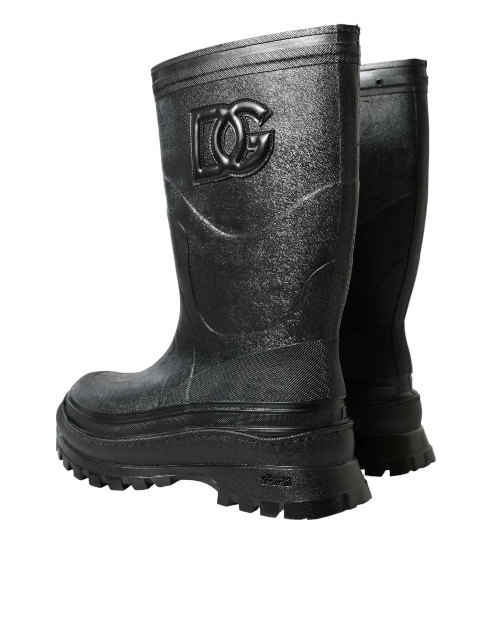 Dolce &amp; Gabbana Sleek Metallic Rubber Rain Boots with DG Logo