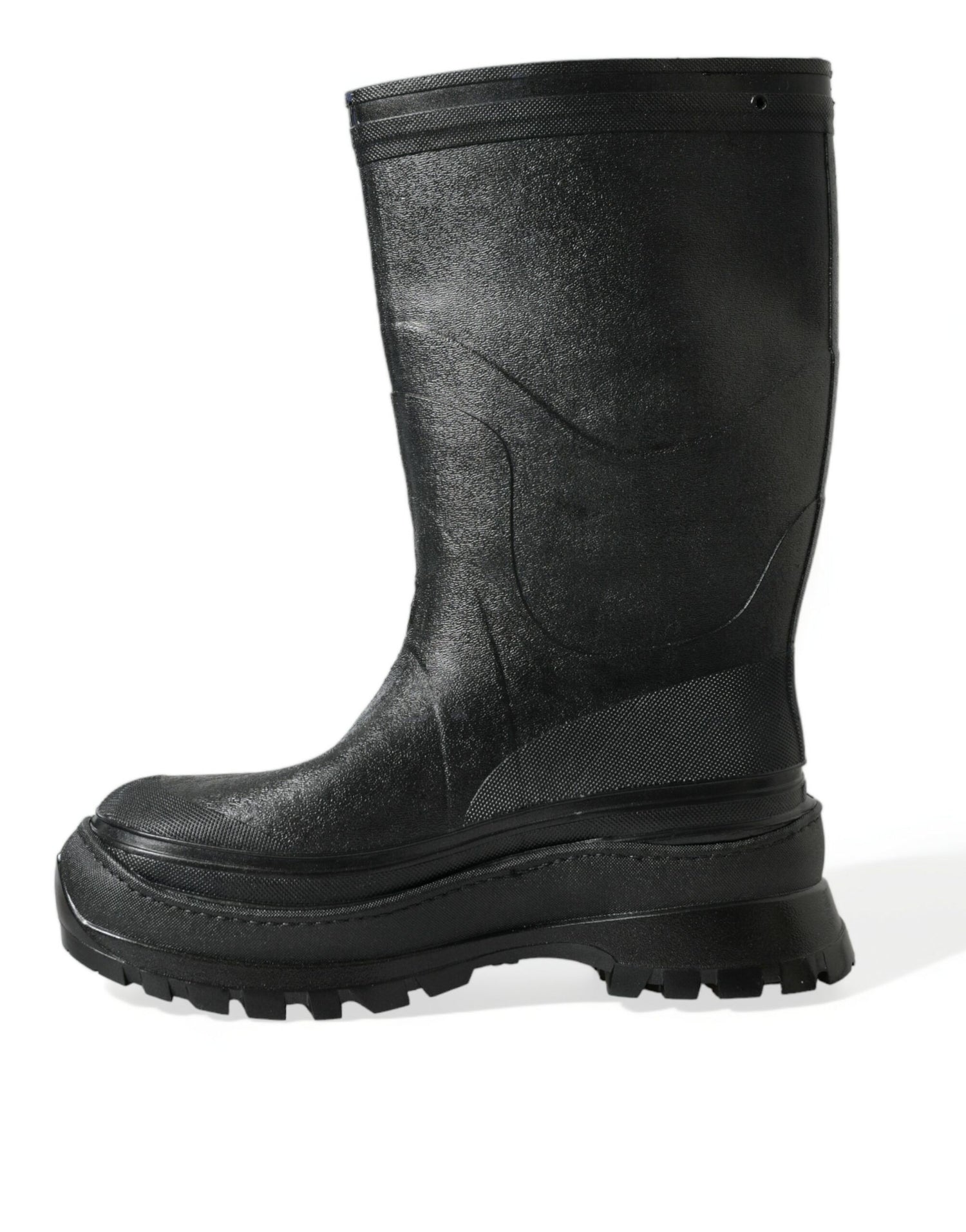 Dolce &amp; Gabbana Sleek Metallic Rubber Rain Boots with DG Logo