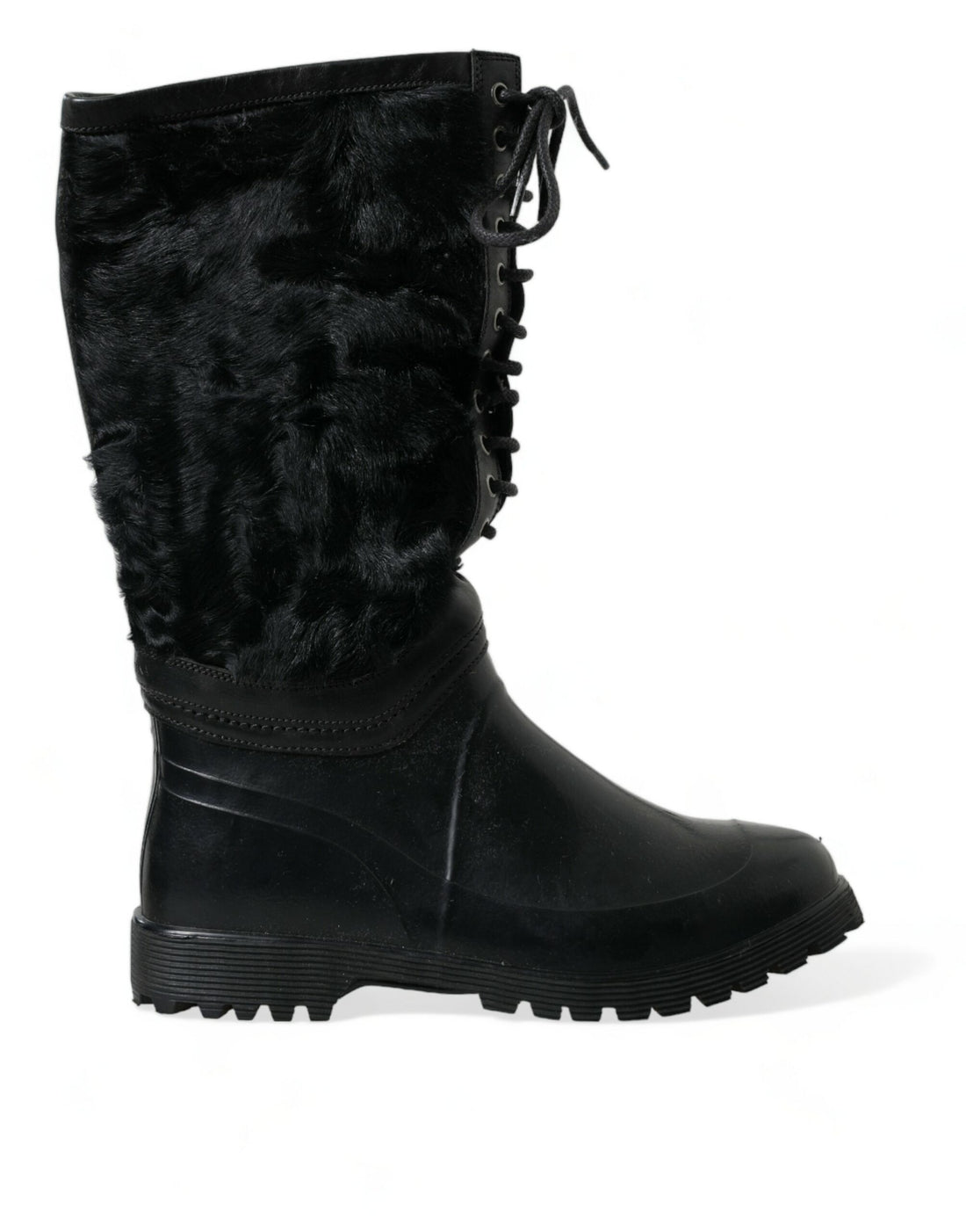 Dolce &amp; Gabbana Sleek Black Shearling Mid Calf Boots