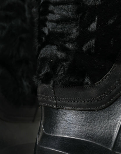 Dolce &amp; Gabbana Sleek Black Shearling Mid Calf Boots