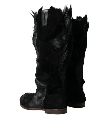 Dolce &amp; Gabbana Opulent Gazelle Fur Mid Calf Boots