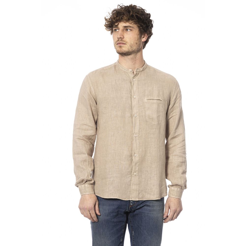 Distretto12 Beige Linen Men Shirt