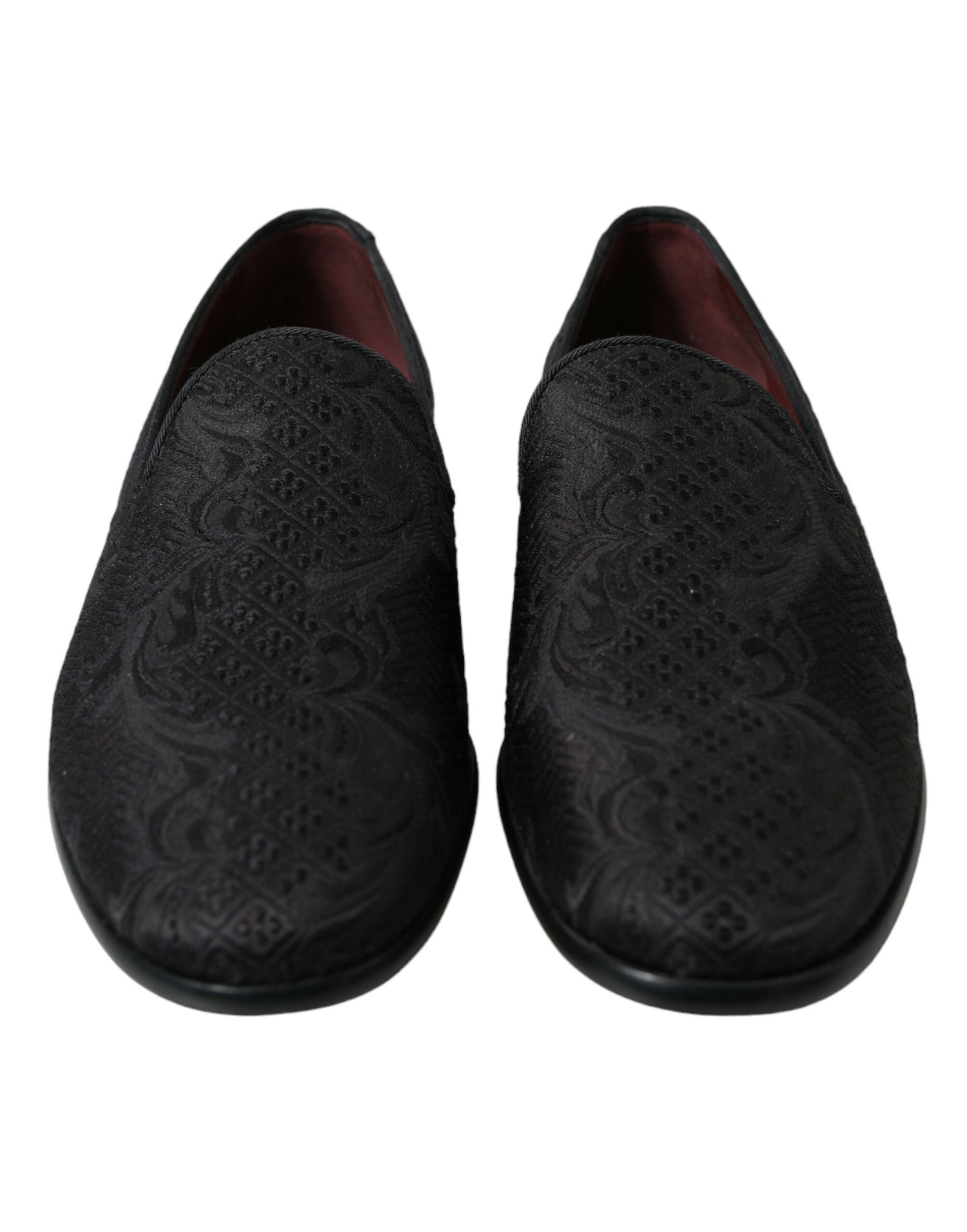 Dolce &amp; Gabbana Elegant Black Brocade Dress Loafers