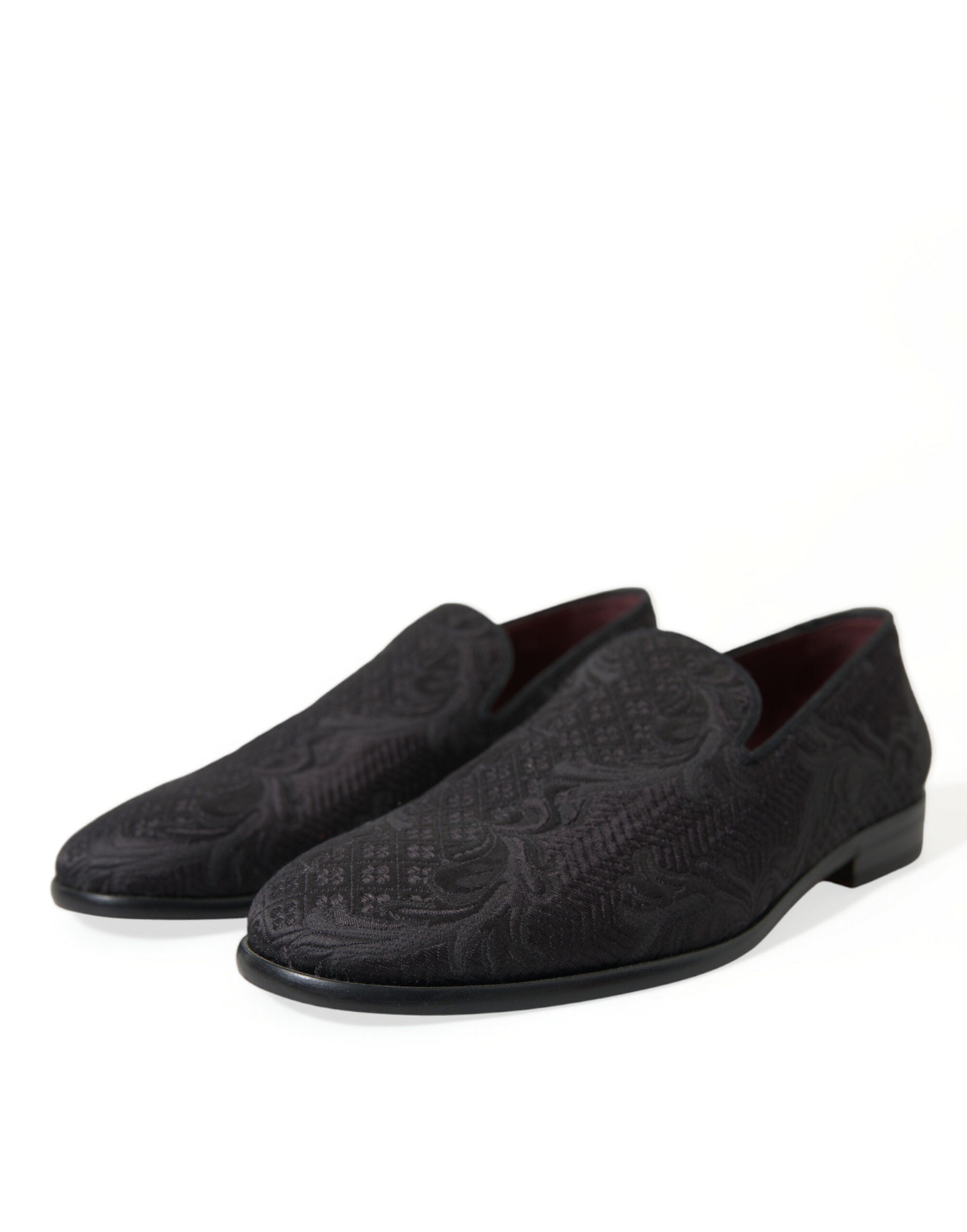 Dolce &amp; Gabbana Elegant Black Brocade Dress Loafers