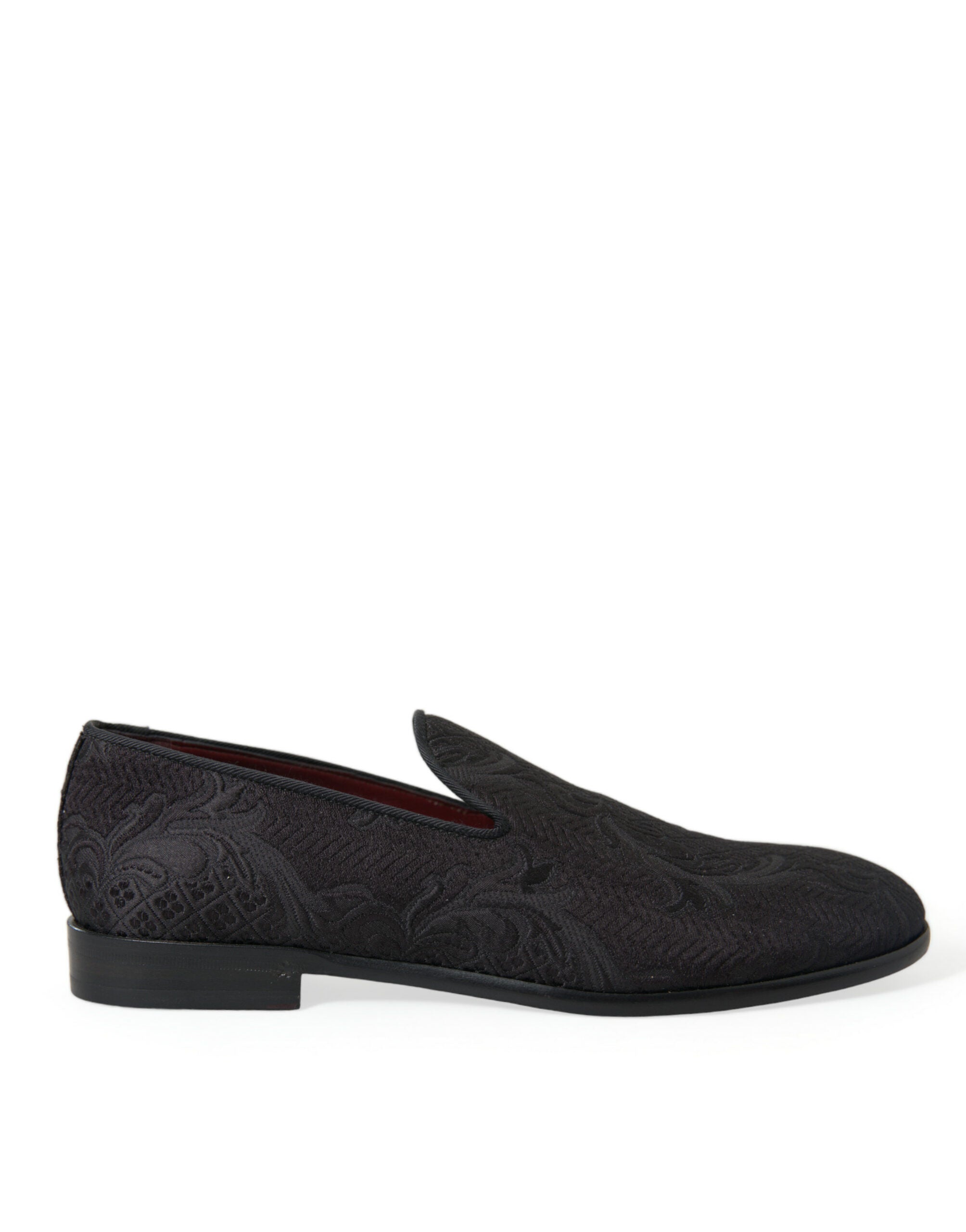 Dolce &amp; Gabbana Elegant Black Brocade Dress Loafers