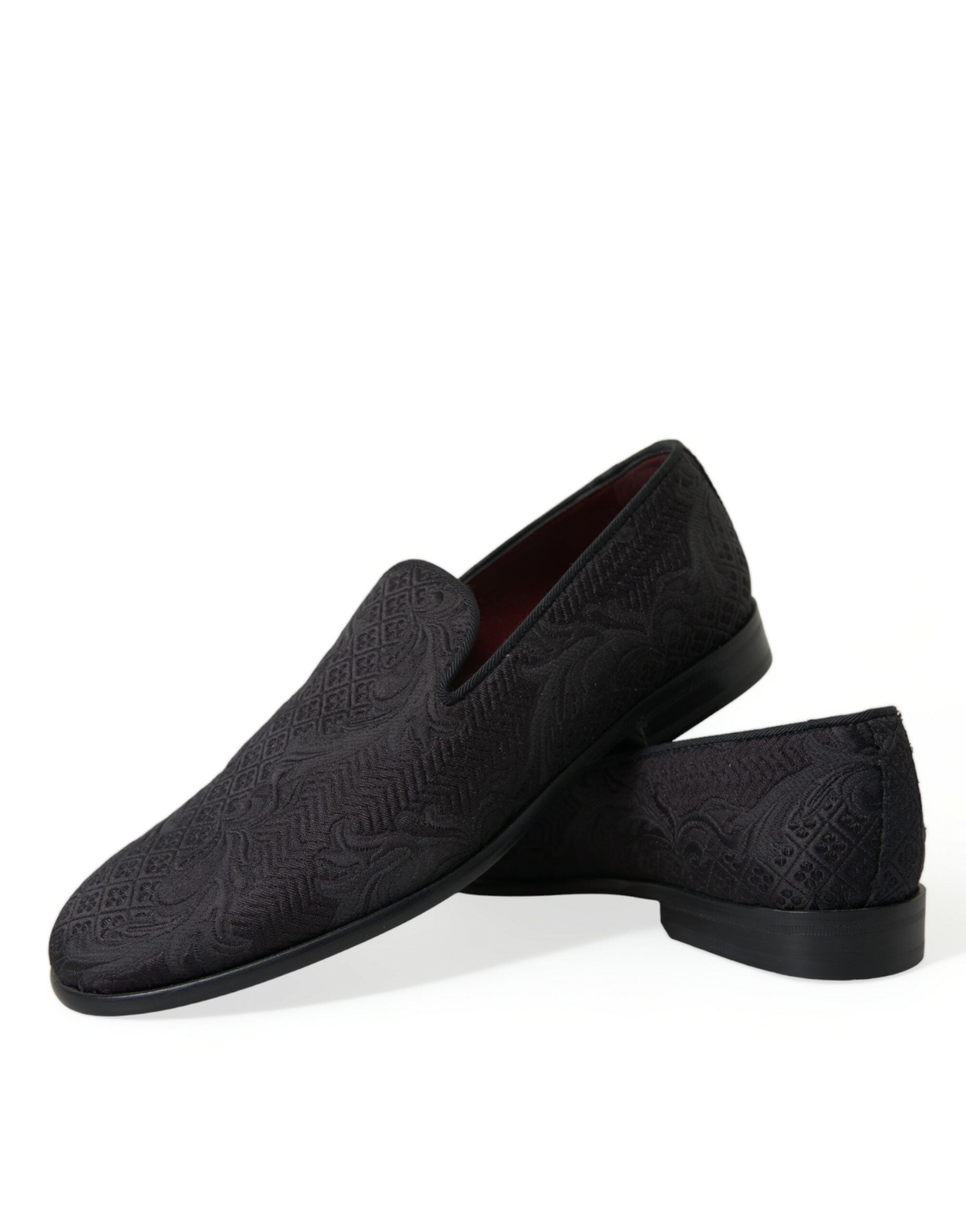 Dolce &amp; Gabbana Elegant Black Brocade Dress Loafers