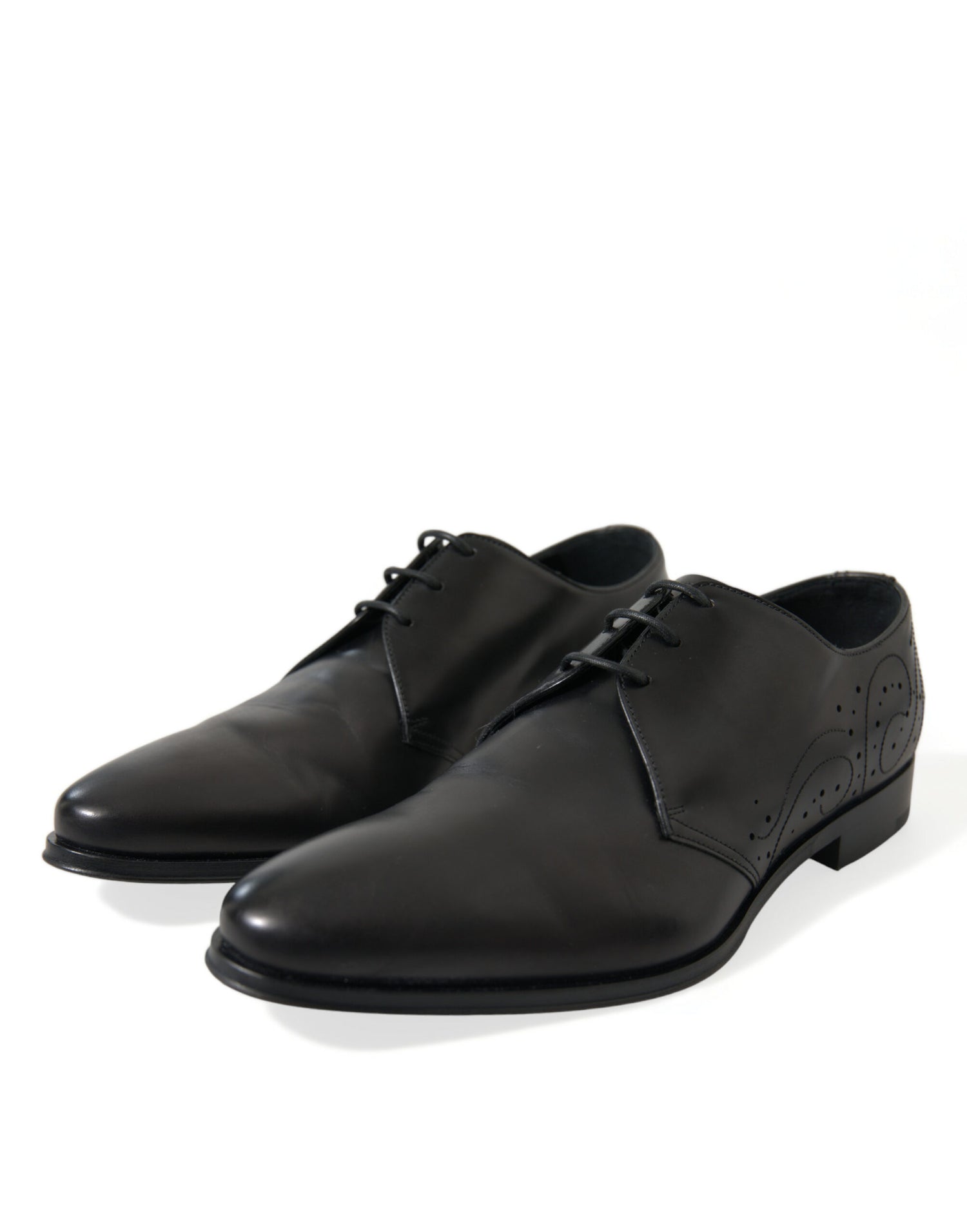 Dolce &amp; Gabbana Elegant Black Leather Derby Dress Shoes