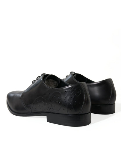 Dolce &amp; Gabbana Elegant Black Leather Derby Dress Shoes