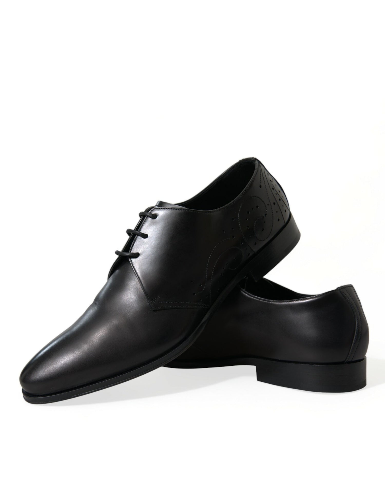 Dolce &amp; Gabbana Elegant Black Leather Derby Dress Shoes