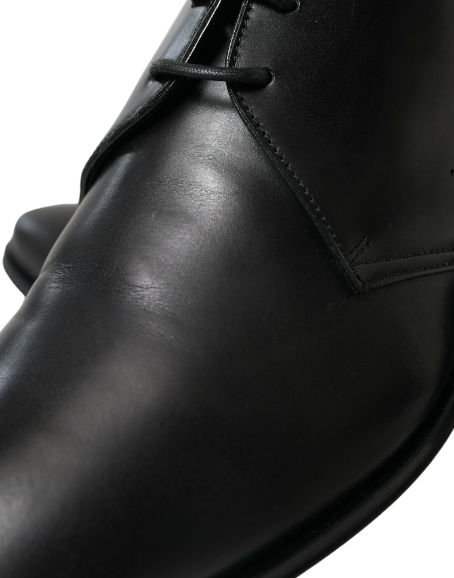 Dolce &amp; Gabbana Elegant Black Leather Derby Dress Shoes