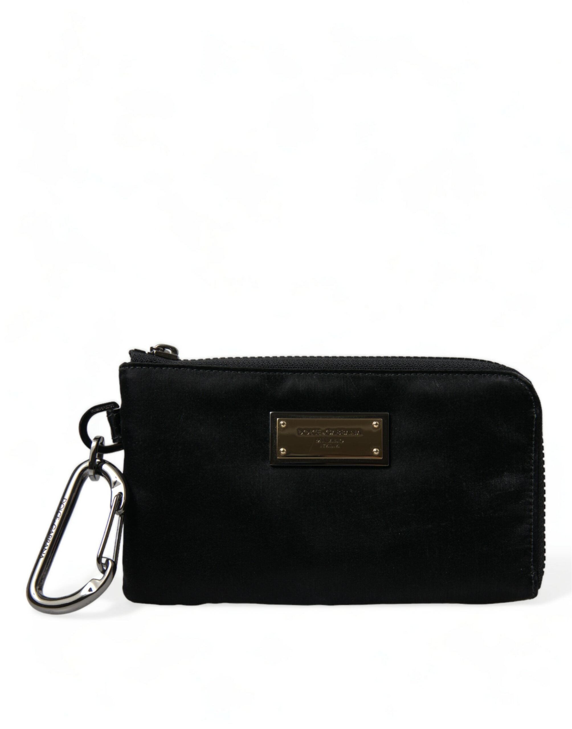 Dolce &amp; Gabbana Elite Black Nylon &amp; Leather Pouch with Logo Detail