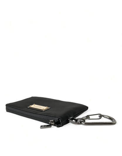 Dolce &amp; Gabbana Elite Black Nylon &amp; Leather Pouch with Logo Detail