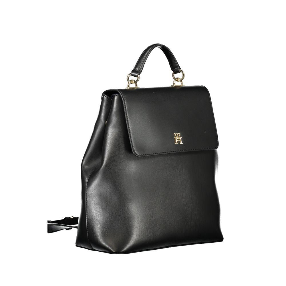 Tommy Hilfiger Eco-Chic Black Backpack with Automatic Closure