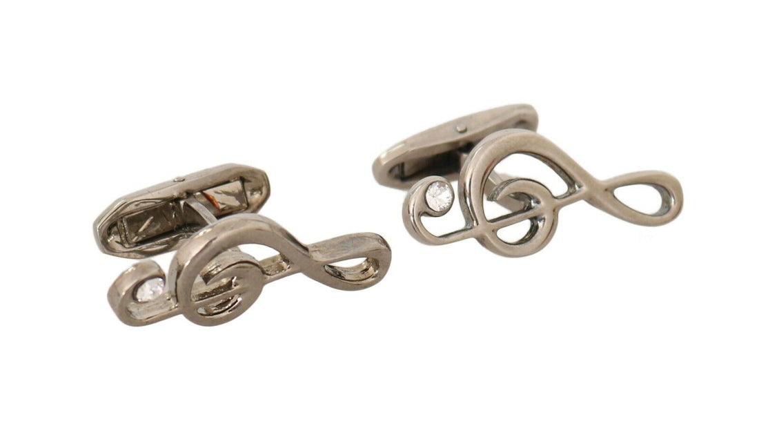 Dolce &amp; Gabbana Elegant Silver Tremble Clef Cufflinks