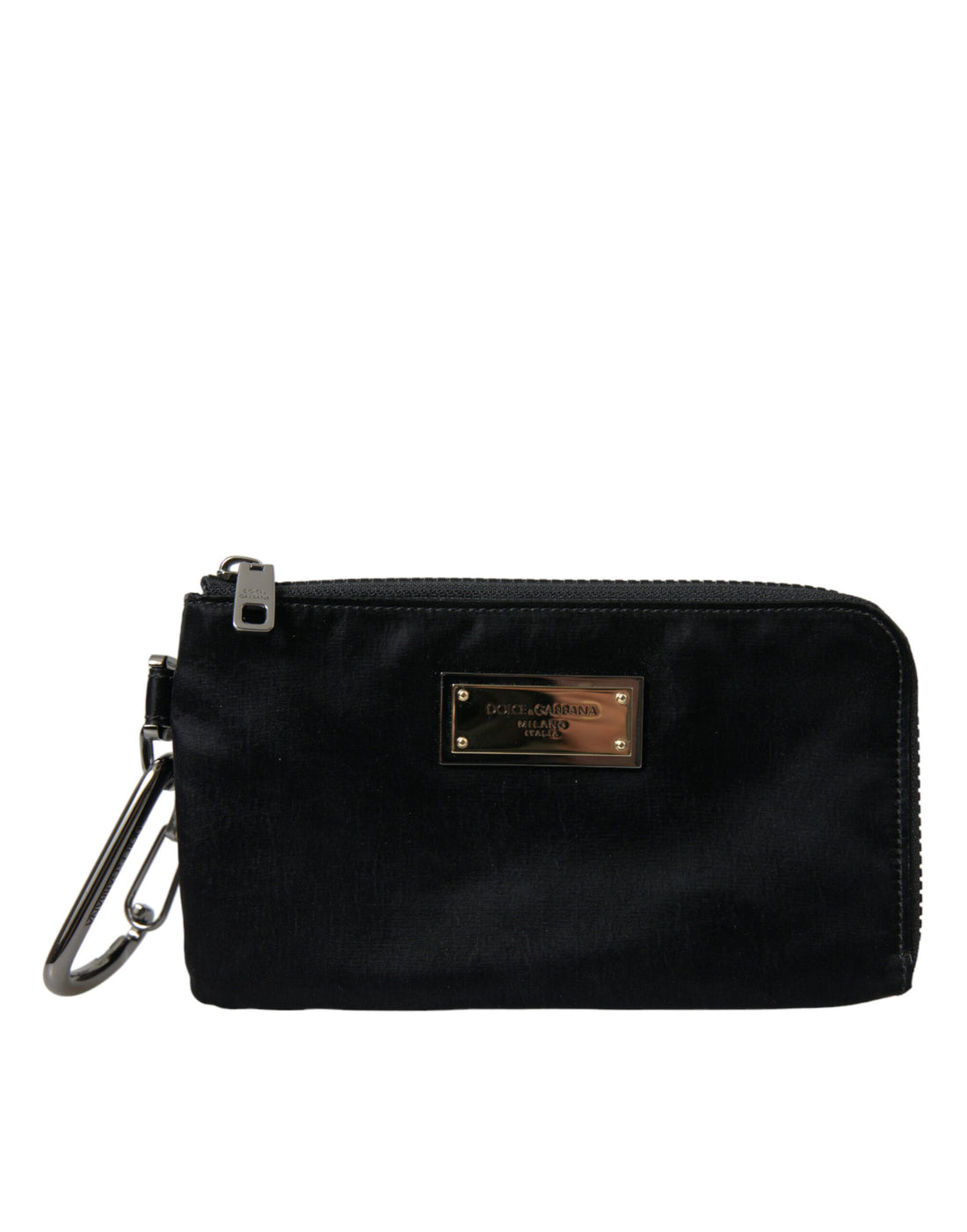 Dolce &amp; Gabbana Sleek Designer Nylon-Leather Pouch in Black