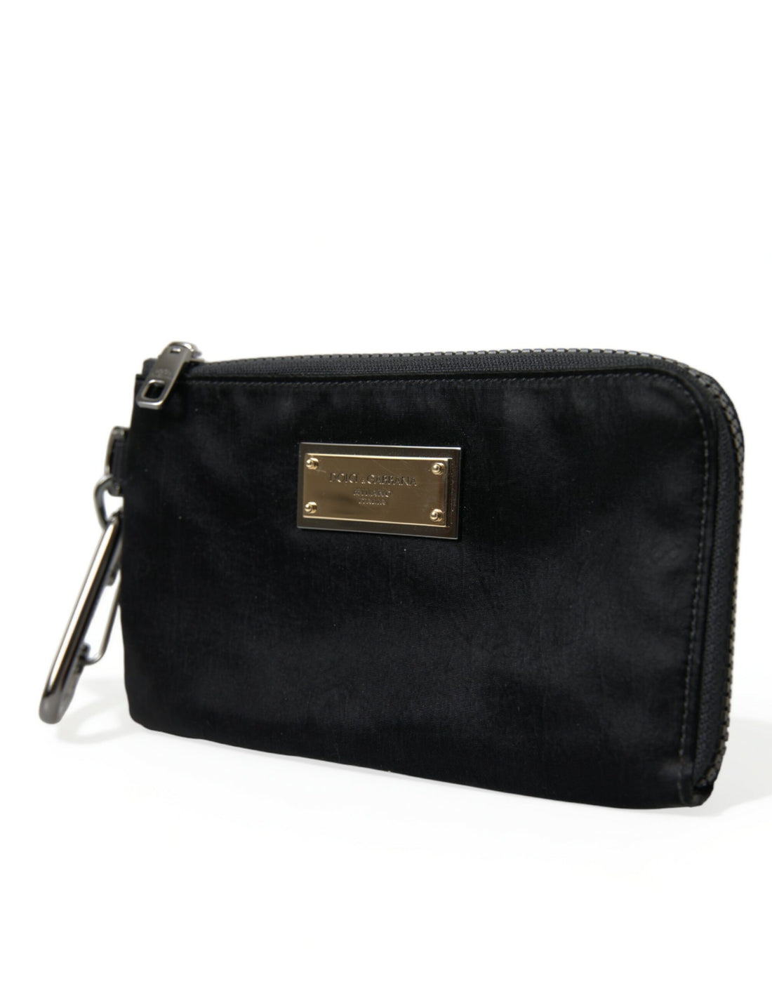 Dolce &amp; Gabbana Sleek Designer Nylon-Leather Pouch in Black