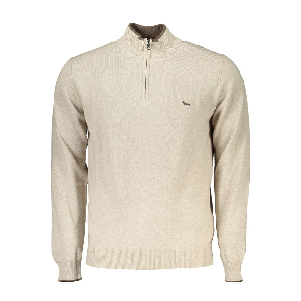 Harmont &amp; Blaine Beige Half-Zip Sweater with Embroidery Detail