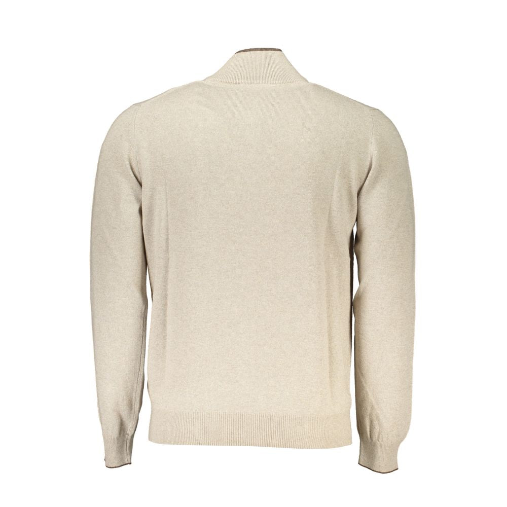 Harmont &amp; Blaine Beige Half-Zip Sweater with Embroidery Detail