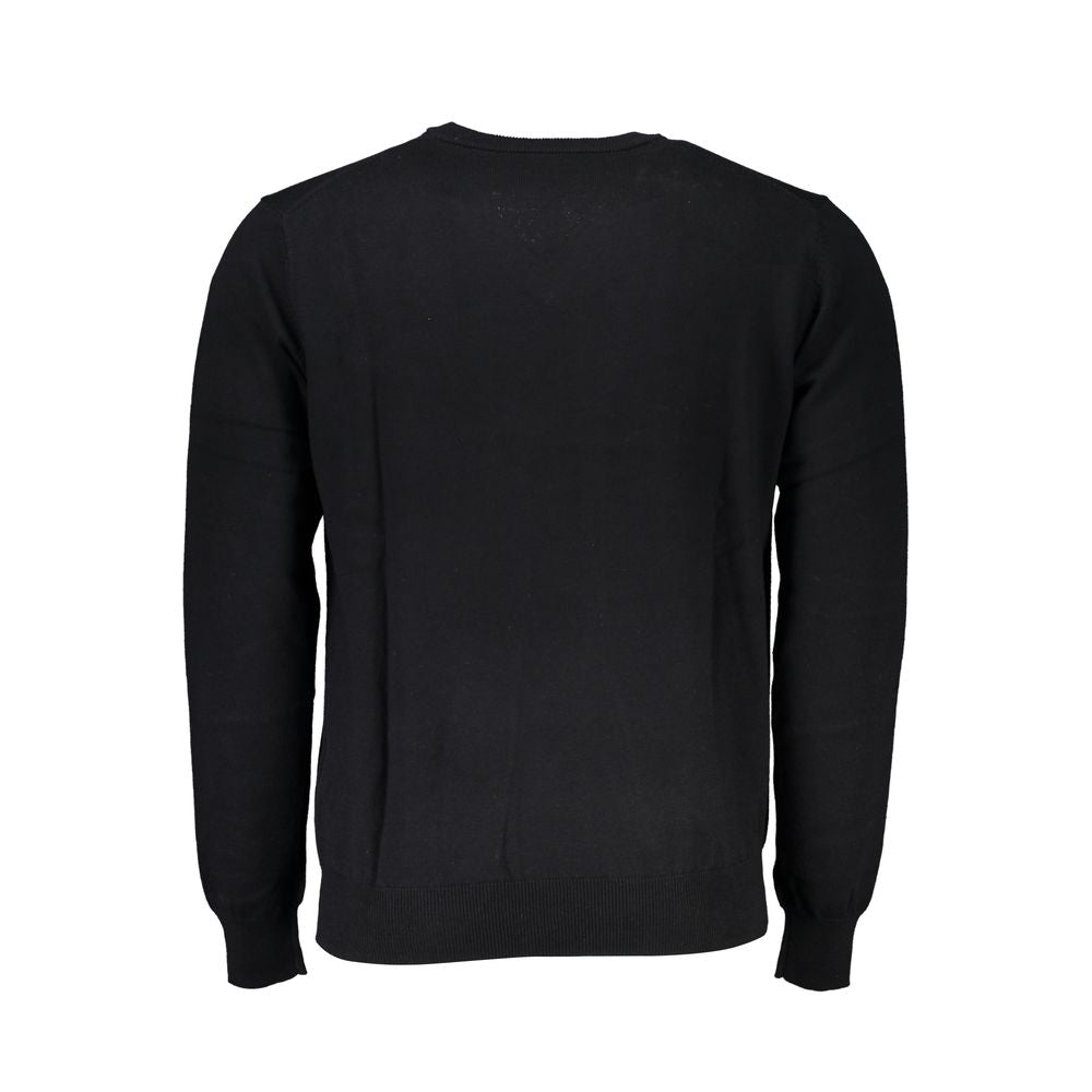 Harmont &amp; Blaine Elegant V-Neck Embroidered Black Sweater