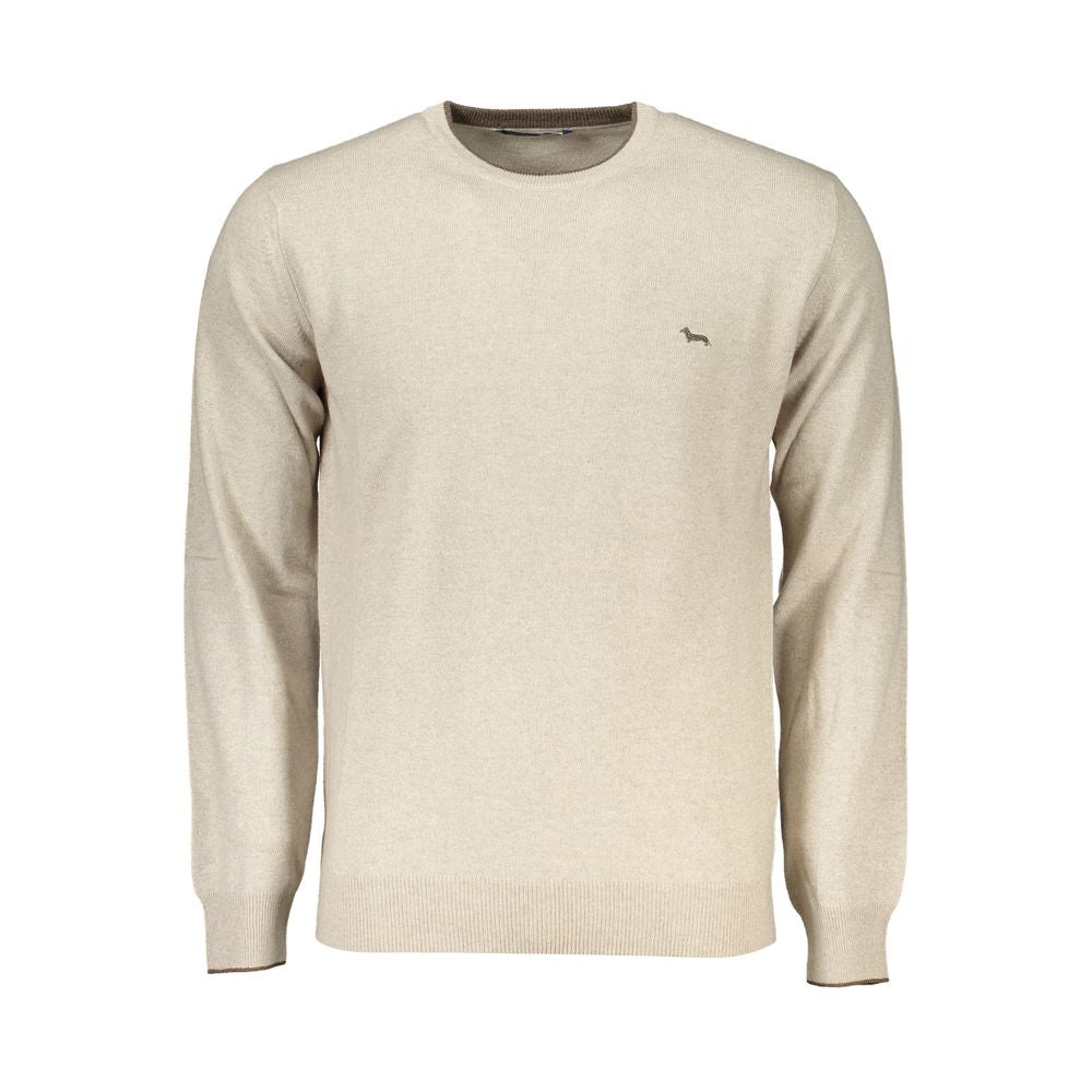 Harmont &amp; Blaine Beige Crew Neck Luxury Sweater with Embroidery