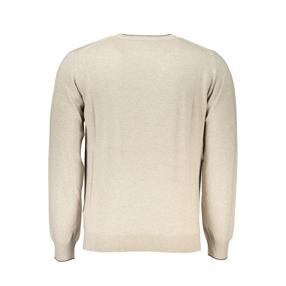 Harmont &amp; Blaine Beige Crew Neck Luxury Sweater with Embroidery