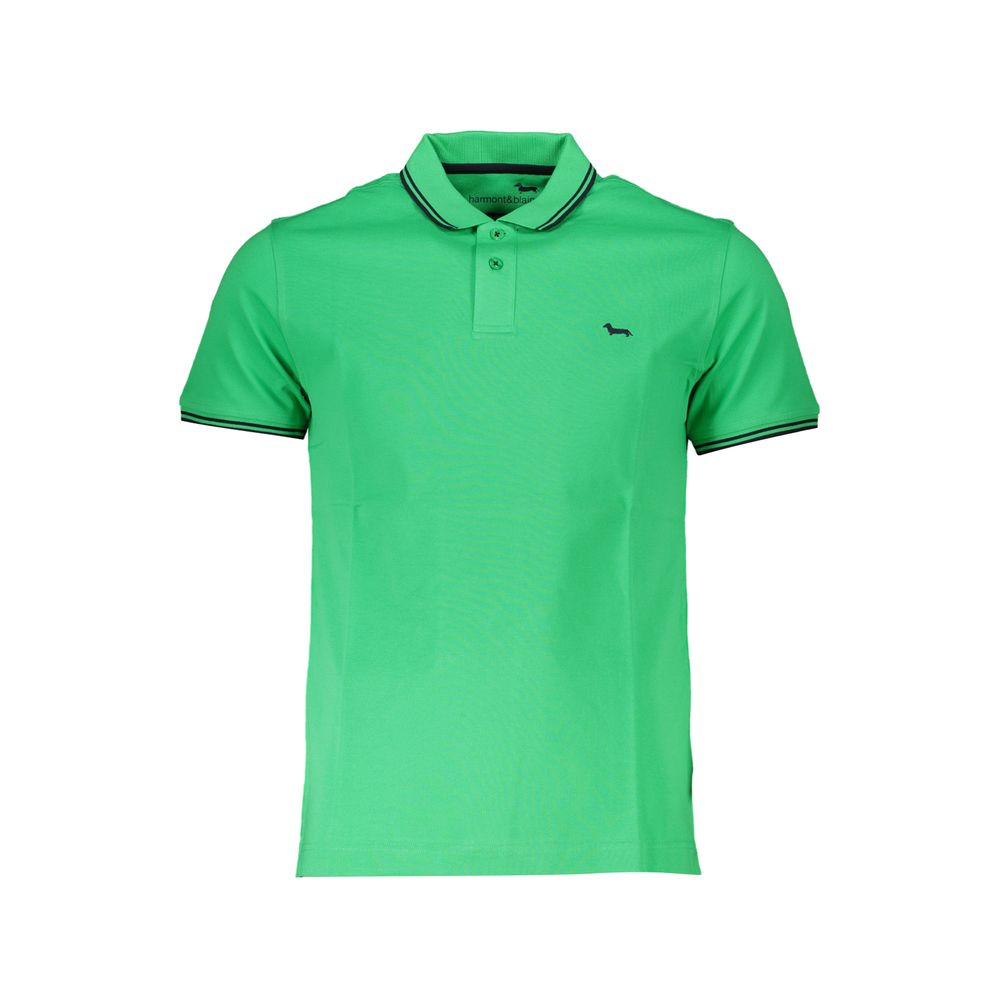 Harmont &amp; Blaine Chic Green Cotton Polo with Contrast Detailing