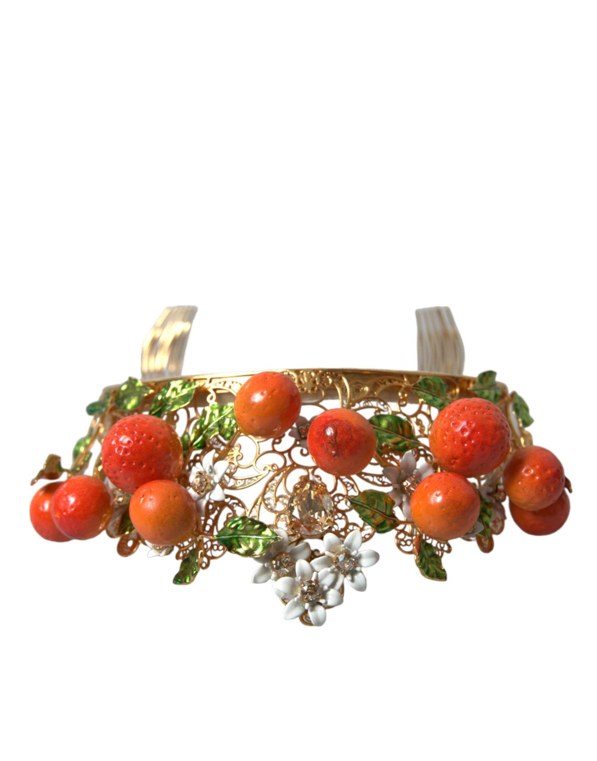 Dolce &amp; Gabbana Multicolor Crystal Sicilian Orange Crown