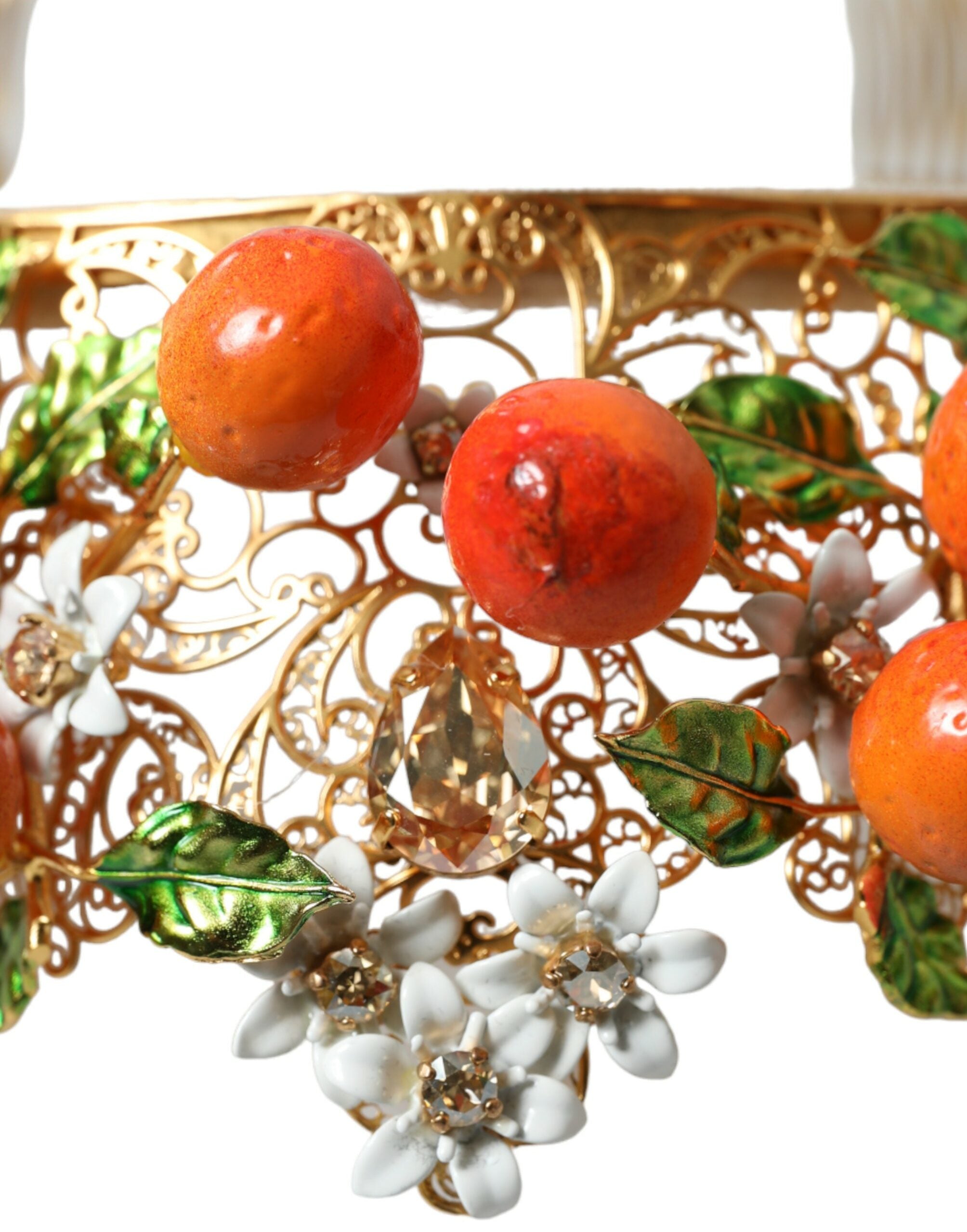 Dolce &amp; Gabbana Multicolor Crystal Sicilian Orange Crown