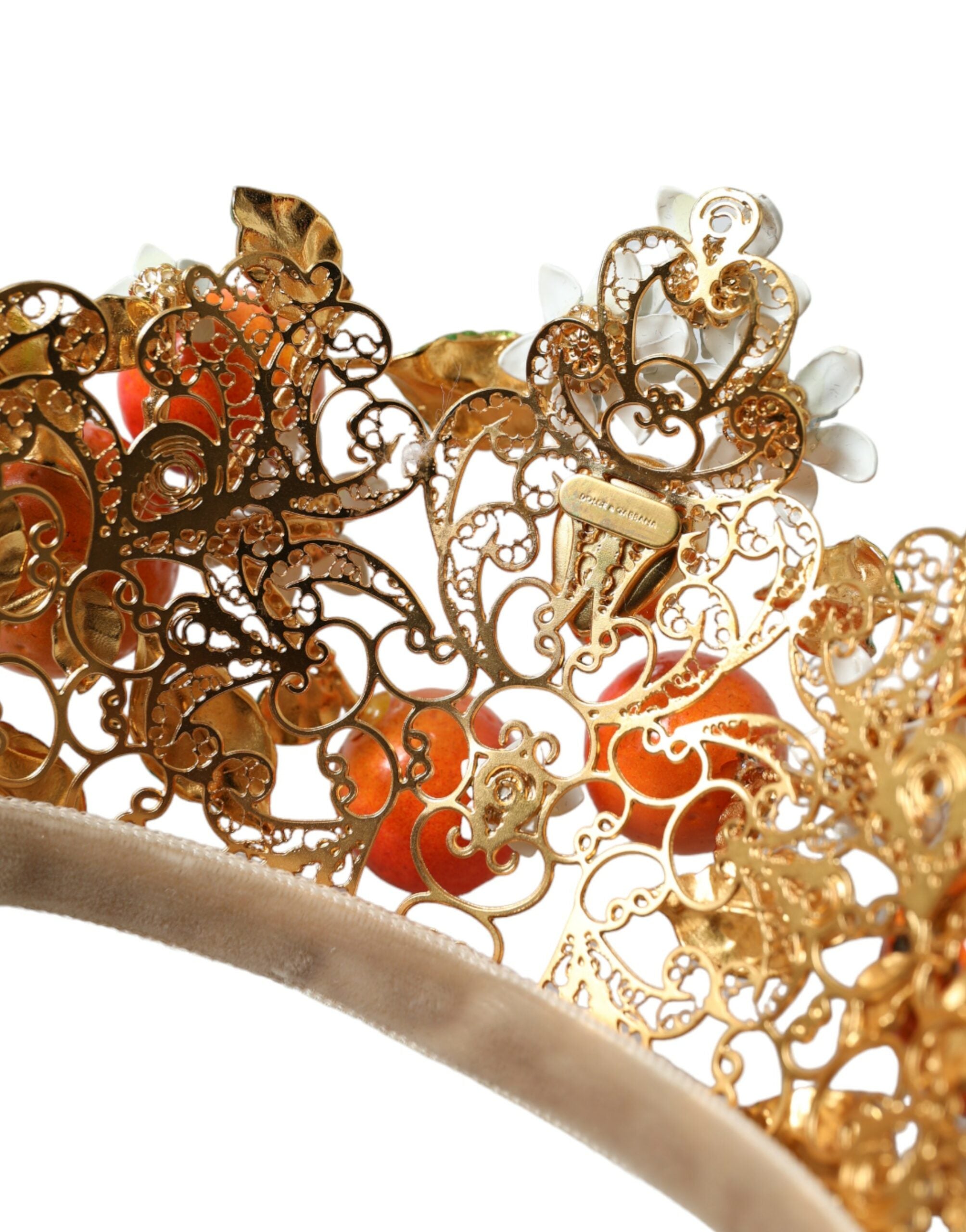 Dolce &amp; Gabbana Multicolor Crystal Sicilian Orange Crown