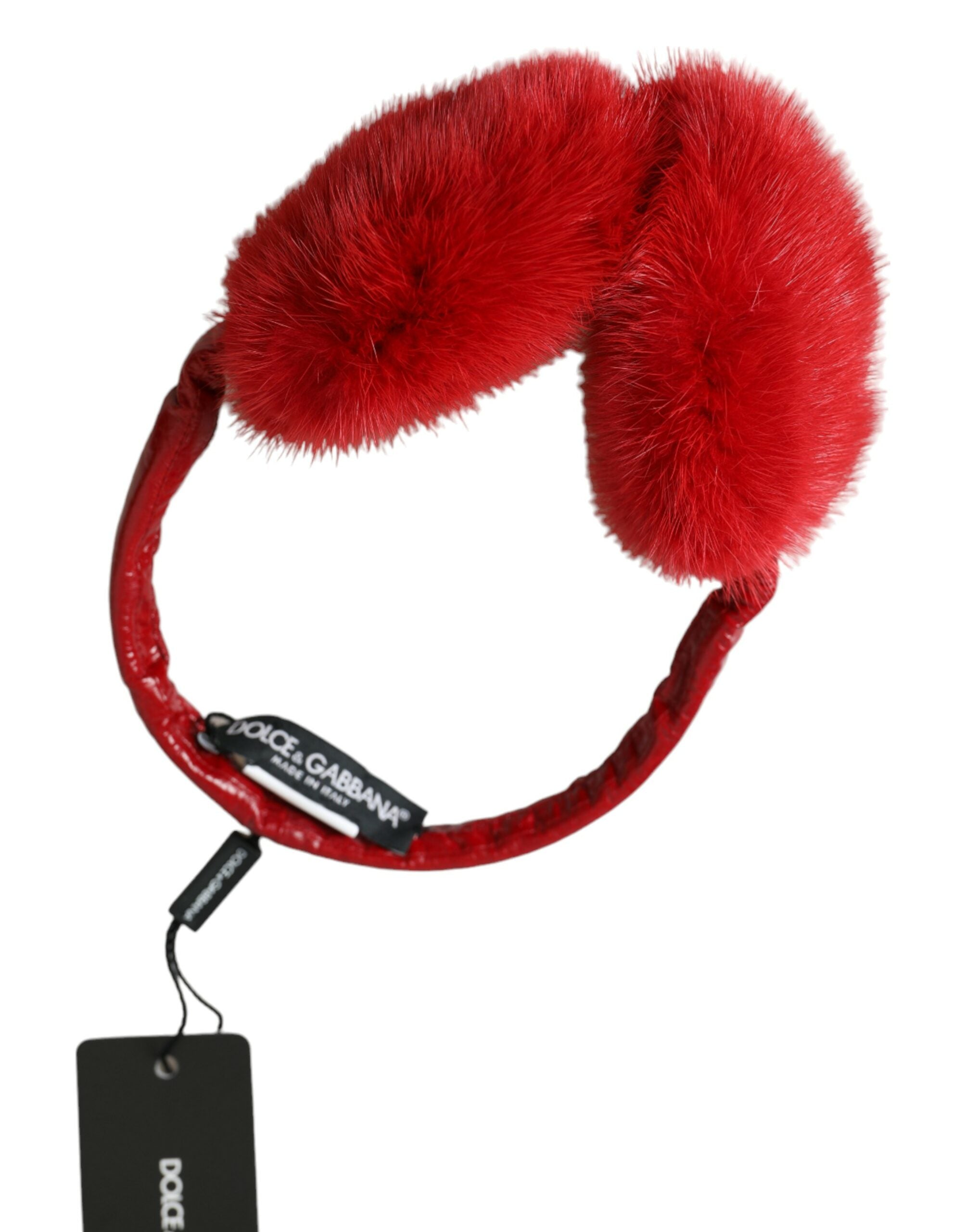 Dolce &amp; Gabbana Red Mink Fur Elegance Ear Muffs